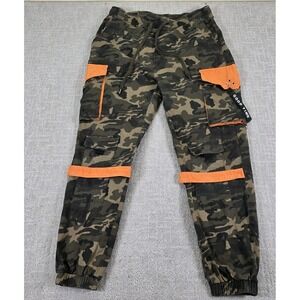 Fashion Nova Camo Orange Cargo Pants  Elastic Leg Joggers Hunting Women's Sz 1X